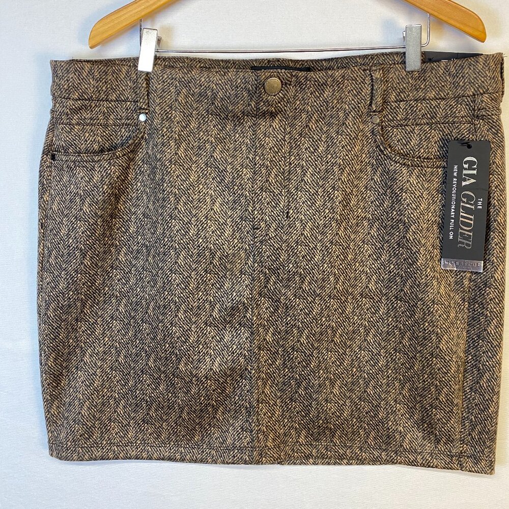 NWT Liverpool pull-on stretch pencil skirt tan herringbone Size 18W